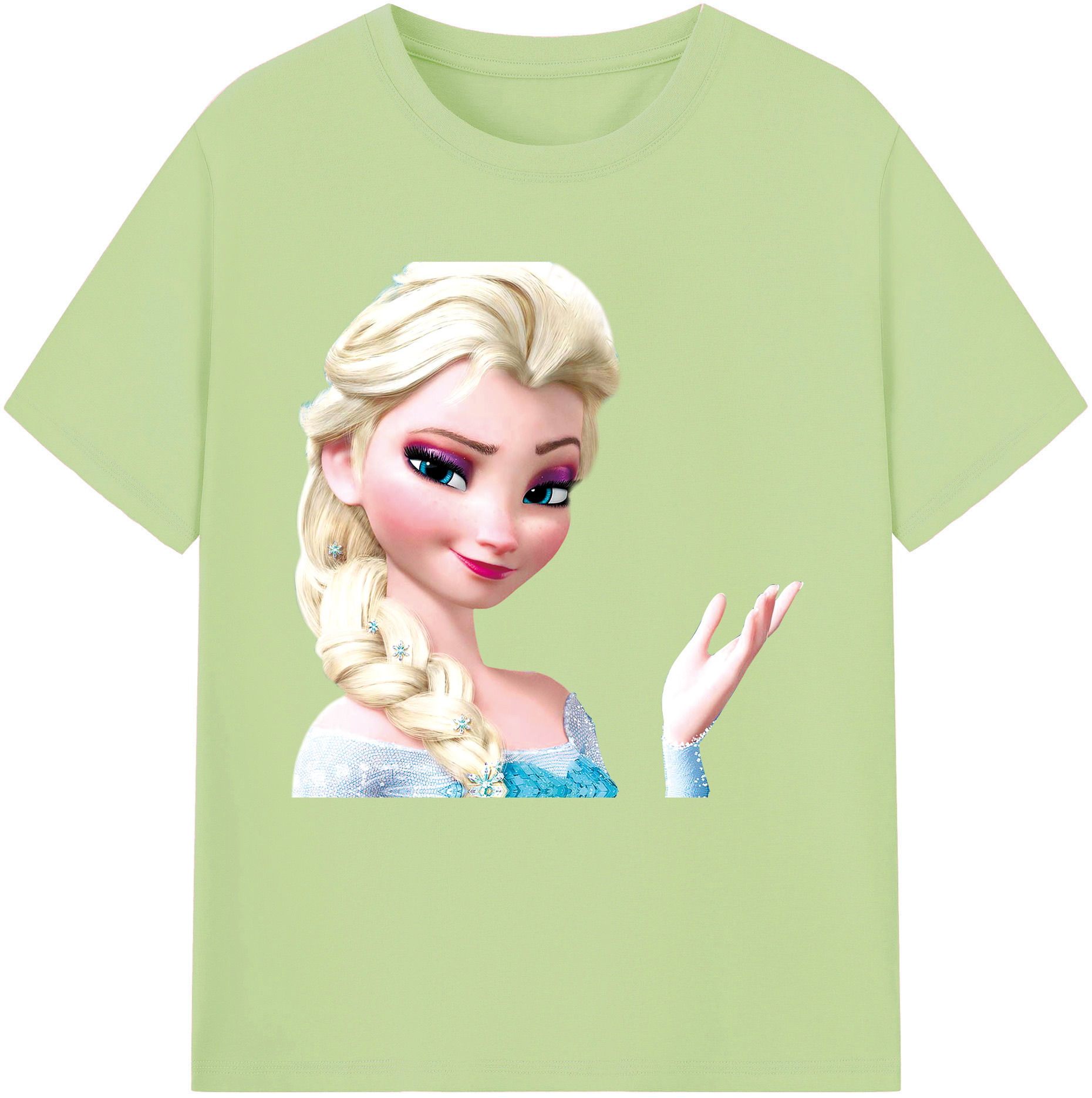 （画像用） アナと雪の女王 アンナ エルサ Frozen Anna Elsa 綿100％半袖Tシャツ（フロントプリント）